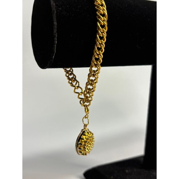 Y2K Charm Bracelet in Gold Tone Dramatic Sunburst Spike Dangle Charm - Picture 4 of 8